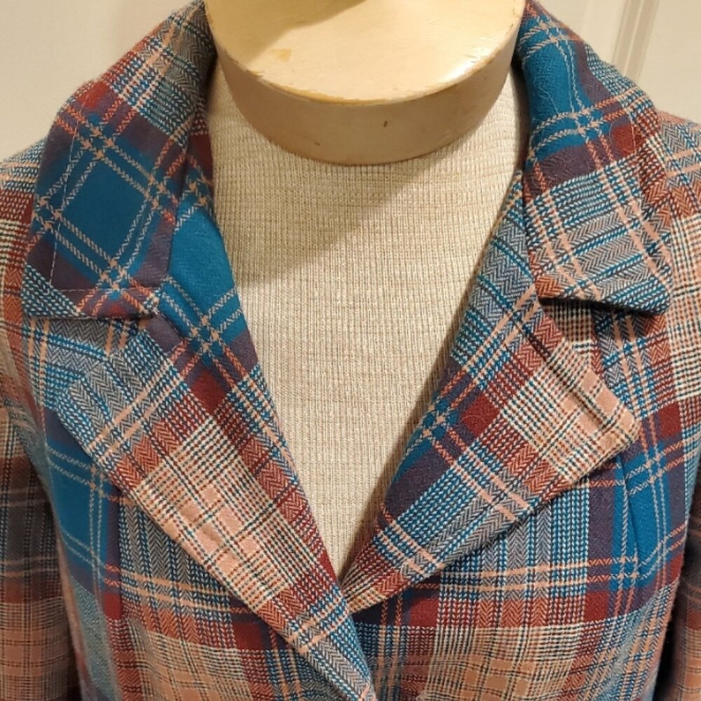 Vintage plaid wood coat (70's) - Picture 5 of 10